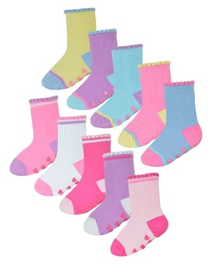 Set van 10 antislip-hiel- en teensokken voor babymeisjes - Stijl 1