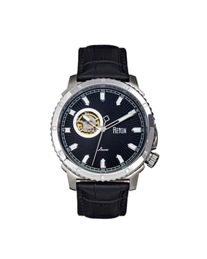 Reign Bauer automatisch semi-skelet lederen band horloge