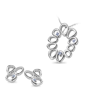 Orphelia Dames 925 Sterling Zilveren Set: Ketting-Hanger + Oorbellen - Zilver SET-5018
