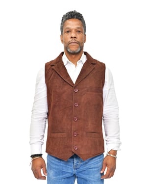 Heren klassiek glad geit suède leren vest-Exeter