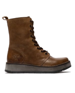Fly London Dames Tan RAMI043 Casual Leren Veter Enkellaarsjes