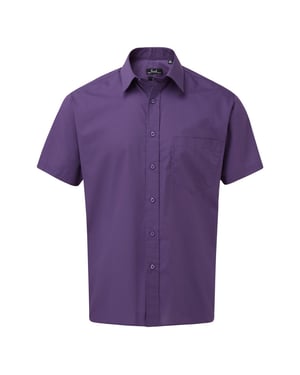 Premier Herenshirt met korte mouwen Popeline (Paars)