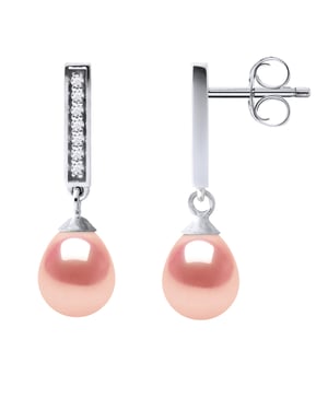 Oorbellen Dangle zoetwater parels 6-7mm Pears Roses Jewelry 925