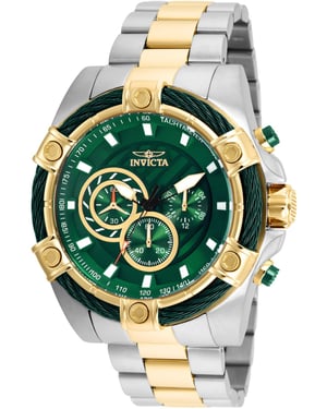 Invicta Bolt 25519 Heren Horloge - Quartz Uurwerk - Roestvrij Staal met groene Wijzerplaat - 52mm