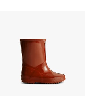 Hunter Kids First Gloss Rubberen Militaire Rode Regenlaarzen