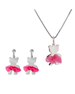 Orphelia 'Bear Bow' Kind 925 Sterling Zilver Set: Ketting-Hanger + Oorbellen - Zilver SET-7132