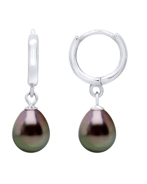 Oorbellen Creolen Echte Gecultiveerde Tahiti Parel 8-9 mm