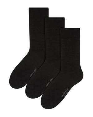 Steven - Heren 3 Paar Originele Merino Wollen Sokken | Lichtgewicht Boot Sokken - Zwart