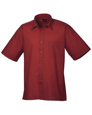 Premier Heren Korte Mouw Formele Poplin Gewoon Werk Shirt (Bourgondië)