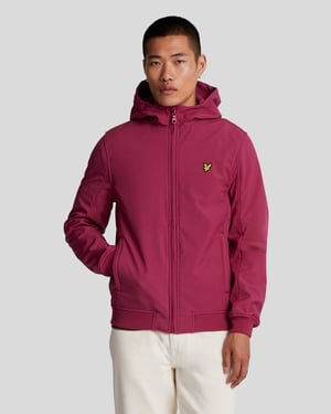 Rijk bordeauxrood softshelljack met fleece aan de achterkant van Lyle & Scott