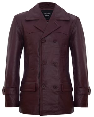 Cow Hide Dr Who Naval German Pea Coat leren jas