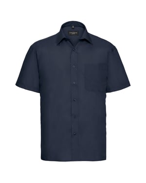 Russell Collection Heren Poplin Easy-Care overhemd met korte mouwen (Franse marine)