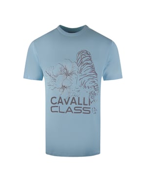 Cavalli Class camiseta azul claro con dise�o de tigre floral