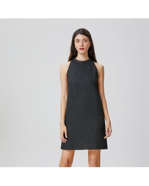 Mouwloze tweed korte trapezejurk