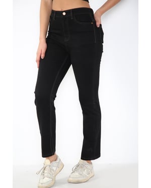 Dames Magic Shaping hoog getailleerde jeans met rechte pijpen in zwart