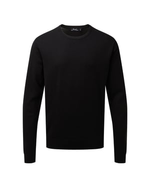 Premier Heren gebreid katoenen crew neck sweatshirt (Zwart)