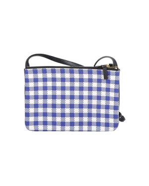Celine Trio Gingham Schoudertas in Blauw en Wit Katoen