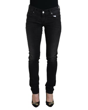 Acht Zwarte Katoenen Lage Taille Slim Fit Dames Casual Denim Damesjeans