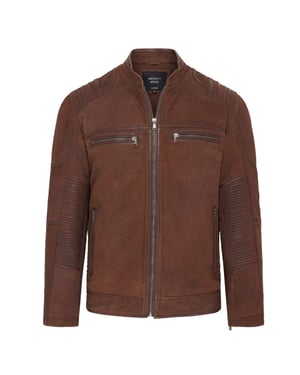 Heren buff lederen cafe racer bikerjack - Jinan
