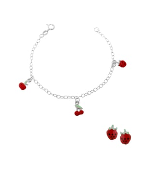Orphelia 'Apple' Kinder 925 Sterling Zilveren Set: Armband + Oorbellen - Zilver SET-7149