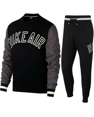 Nike Air Fleece trainingspak met volledige ronde hals, zwart