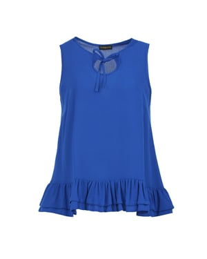 Saffier Elegantie Crepe Ruffle Top