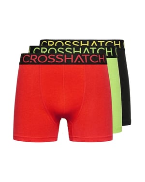 Crosshatch Heren Highlighter Boxer Shorts (Pack of 3) (Groen/rood)