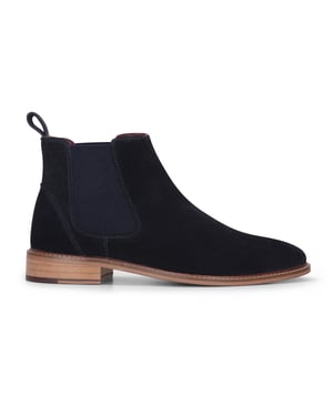 London Brogues Heren Marineblauwe Suède Leren Slip-On Chelsea Enkellaarsjes