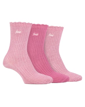 Dames Bamboe Botte Sokken | Jeep | Schattige Geribbelde Golfrand Enkel Sokken voor Vrouwen, Anti-Blaar Breisel Met Kussens - Cerise / Crème