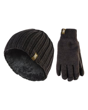 Heat Holders Dikke thermo muts en handschoenenset voor heren - Khaki Green