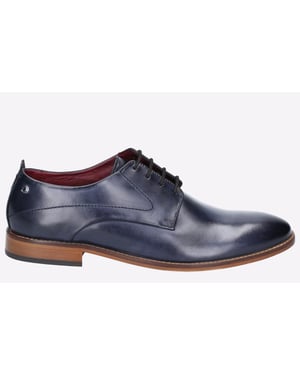 Base London Script Washed Leren Herenschoenen In Marineblauwe Oxford-Stijl