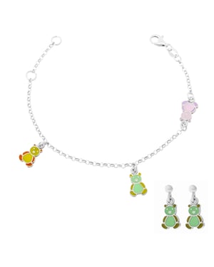 Orphelia 'Bear' Kinder 925 Sterling Zilveren Set: Armband + Oorbellen - Zilver SET-7140/GR
