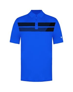 Island Green Asymetric Print Heren Blauw Golf Poloshirt