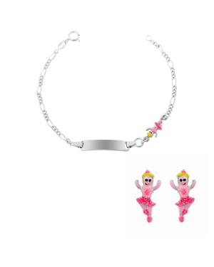 Orphelia 'Oviva' Kinder 925 Sterling Zilveren Set: Armband + Oorbellen - Zilver SET-7137