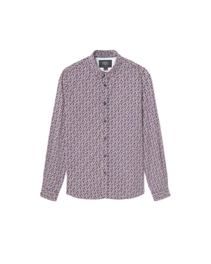 Le Temps Des Cerises Herenshirt Floy met rotem Blumenmuster