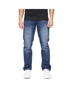 Crosshatch Heren New Techno Denim Jeans met reliëf (Stone Wash)