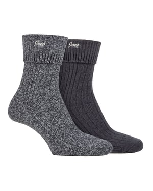 Dames Turn Cuff Sokken | Jeep | Wandelsokken Voor Vrouwen, Comfortabele Prestaties Polyester Sokken - Antraciet / Leisteen