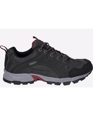 Hi-Tec Auckland Lite Lederen Heren Wandelschoenen In Grafietgrijs/Donkerrood