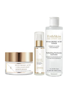 Verfrissende hyaluronzuurtoner 150 ml + hyaluronzuur- en collageenserum - 60 ml + hyaluronzuur- en collageendagcrème 50 ml
