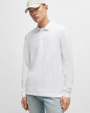 BOSS Orange Passerby Heren Langdurige Stretch-Katoen Polo Shirt met Logo Patch