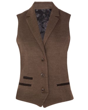 Dames Tweed jaren 1920 visgraat lichtbruin vest
