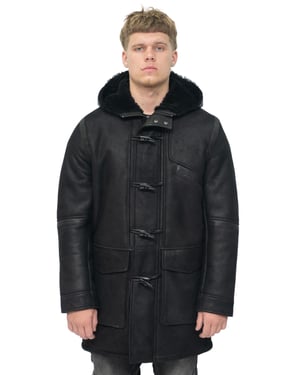 Winterjas voor heren van schapenvachtleer met capuchon-Montpellier