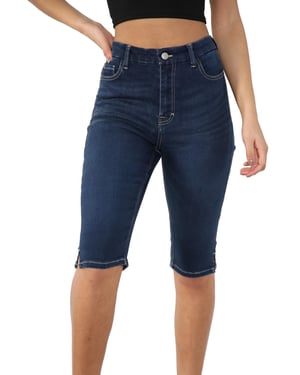 MYT Magic Shaping denim short met hoge taille voor dames, blauw