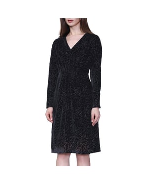 Velvet jurk met V -halslijn en vleermuismouwen