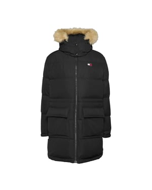 Tommy Jeans Jas winter Midi Alaska Faux Fur Jacket Zwart