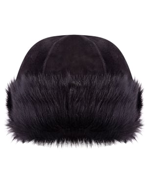 ZWART 100% Schapenvacht Shearling Leer Toscana Bont Beanie Ronde Bucket Hat