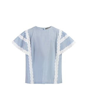 Dreimaster Blouse shirt Meisje Lichtblauwe dunne strepen