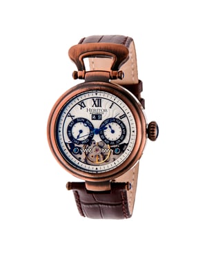 Heritor Automatische Ganzi Semi-Skelet Herenhorloge met Leren Band