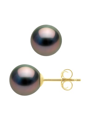 Oorbellen Geel Goud 375 - Echte Gecultiveerde Tahiti Parels Semi Rond 7,5-8 mm
