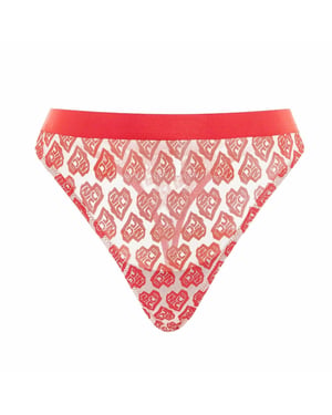 Nicce Contrasterende Wit/Rode Dames AOP Hart String Ondergoed 211 2 15 10 0469